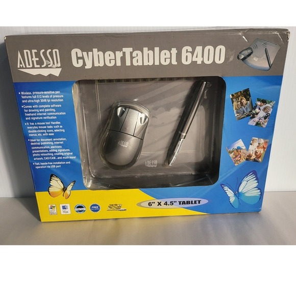 Adesso CyberTablet 6400 Graphics Drawing Tablet 6"x4.5" with Pen and Mouse - Picture 5 of 5